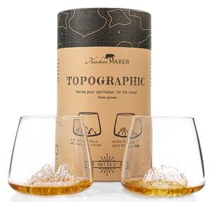 SET 2 BICCHIERI TOPOGRAPHIC 3CIME/MONTEROSA TOPO-TCMR ALASKAN MAKER