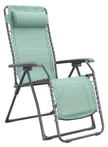 Sedia a sdraio Relax Chair pieghevole con braccioli in acciaio, seduta in textilene verde