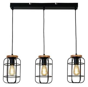 Vision 3lt bar pendant - metallo nero opaco e legno