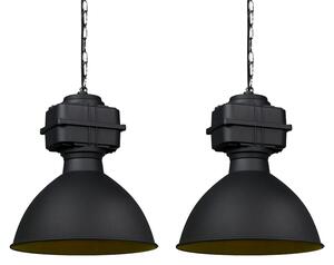 Set di 2 lampade a sospensione industriali piccoli nero opaco - SICKO