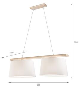 Lampadario sospeso con cavo AIDA 2xE27/60W/230V diam. 35 cm rovere/bianco