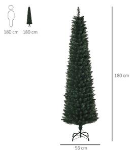 HOMCOM HOMCM Albero di Natale Artificiale Alto con Base Pieghevole, 380 Rami, in PVC e Metallo, Φ56x1800cm, Verde