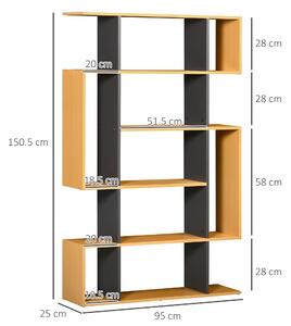 80x39x179.5cm homcom Libreria Moderna 5 Ripiani Asimmetrici in Stile Industriale Marrone Legno Truciolare e Metallo 