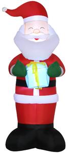 Outsunny Babbo Natale Gonfiabile con Regalo, 3 Luci LED e Gonfiatore Incluso, 77x68x184cm