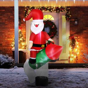 Babbo Natale Gonfiabile 154x76x183 cm con Missile e Luci LED