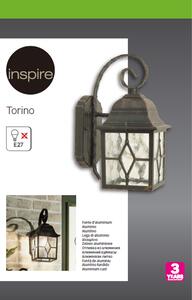 Applique per giardino Torino in alluminio e vetro, ruggine, E27 MAX60W IP44 INSPIRE