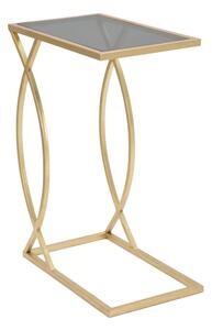 Tavolinetto da Divano Glam 45,5x25,5x60 cm in Ferro e Vetro Nero e Oro