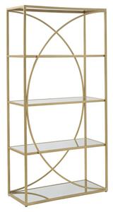 Libreria Glamy 90x38x180 cm in Ferro MDF e Specchio Oro