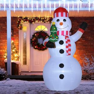 Outsunny Pupazzo di Neve Gonfiabile con Luci LED da Esterno e Interno con Gonfiatore, 93x83x180cm