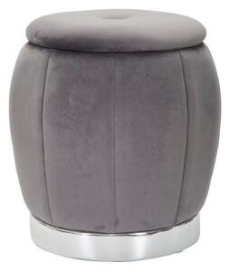 Puff Contenitore Paris Ø43x43 cm in Legno Spugna e Poliestere Grigio e Argento