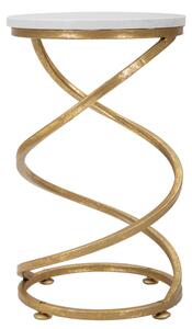Tavolinetto Spiral Marble Ø27,5x47,5 cm in Ferro e Marmo Oro e Bianco