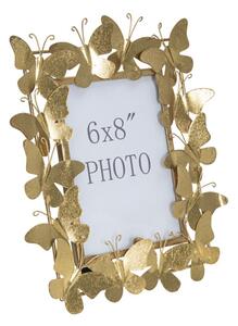 Cornice Butterfly Glam 28x11,5x30,5 cm in Ferro e Vetro Oro
