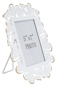 Cornice Heart 25x14,5x27,7 cm in Ferro e Vetro Bianco e Oro