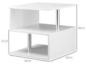 HomCom Tavolino Basso Moderno Salotto, Legno Bianco, Design Minimal, 50x50x50cm