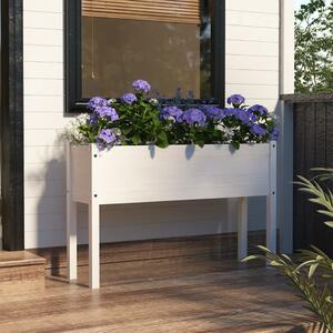 Fioriera da Giardino Bianca 110x31x70 cm Legno Massello di Pino