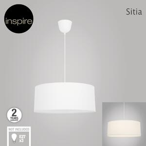 Lampadario Moderno Sitia bianco in cotone, D. 48.0 cm, L. 48.0 cm, 3 luci, INSPIRE