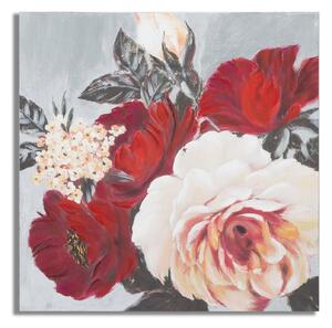 Dipinto su Tela Red Flower Square 90x3,7x90 cm in Legno di Pino e Canvas Multicolor