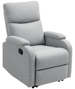 HOMCOM Poltrona Reclinabile Manualmente a 60° Extra Imbottita in Tessuto con Poggiapiedi, Grigio