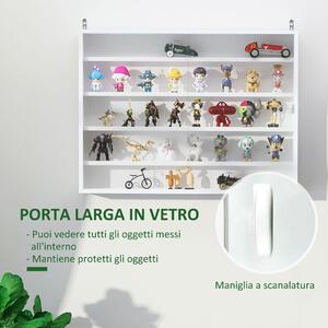 HOMCOM Vetrinetta Moderna per Collezionismo 5 Ripiani, Bacheca Portaoggetti con Mensole Regolabili, 80x9.5x60cm, Bianco