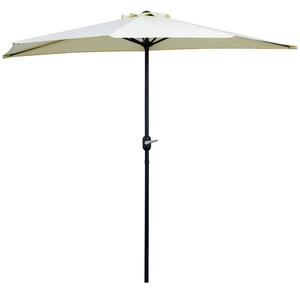 Outsunny Ombrellone da Terrazza a Mezzaluna con Apertura a Manovella e Palo a 2 Sezioni, 2.6x1.35 m, Beige