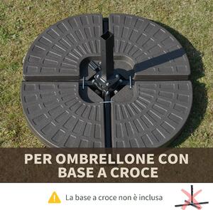 Outsunny Basa Ombrellone da Giardino con Base a Croce, Base per Ombrellone Set 4 Mattonelle in HDPE da 66x45x10cm|Aosom.it