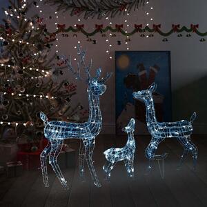 Famiglia di Renne di Natale 300 LED Bianco Freddo in Acrilico