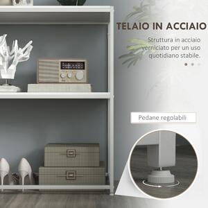 HOMCOM Tavolo Consolle da Ingresso con Ripiano Aperto, in Acciaio e Truciolato, 100x30x87 cm, Bianco