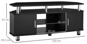 HOMCOM Mobile per TV moderno con 2 armadi scaffale vassoio tappettini antiscivoli gambe in acciaio inossidabile in legno per soggiorno nero