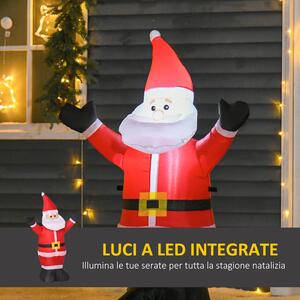 HOMCOM Babbo Natale Gonfiabile Luminoso Luci LED Decorazione Natalizia Altezza 1.2m