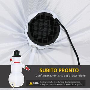 Outsunny Pupazzo di Neve Gonfiabile con Luci LED e Gonfiatore Incluso, 159x95x243cm