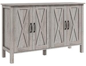 HOMCOM Mobiletto Multiuso stile Rustico con 4 Ripiani Portaoggetti Regolabili, in Legno, 120x37x75 cm, Grigio