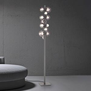 Lampada LED da pavimento PURE Popup, alluminio grigio/vetro a 12 luci