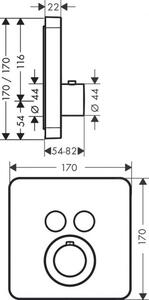 Miscelatore Termostatico Per Doccia Axor ShowerSelect Squaresoft 170x170mm Nero Opaco