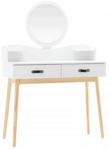 Tavolino da toilette scandinavo bianco con specchio