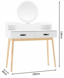 Tavolino da toilette scandinavo bianco con specchio