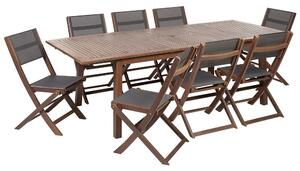 Set da pranzo da giardino Tavolo in legno scuro di acacia 8 sedie 9 pezzi Beliani