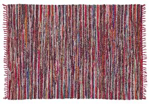 Tappeto tappetino Multicolore Cotone Poliestere 140 x 200 cm A Righe con Frangia Rettangolare Fatto a Mano Boho Eclettico Beliani