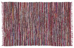 Tappeto tappetino Multicolore Cotone Poliestere 160 x 230 cm A Righe con Frangia Rettangolare Fatto a Mano Boho Eclettico Beliani