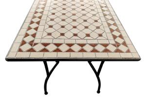 Tavolo in acciaio con piano decorato mosaico da giardino esterno 120x80 cm Stilnovo