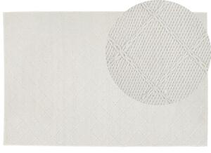 Tappeto tappetino Lana Bianco Sporco con Cotone 160 x 230 cm Rettangolare Intrecciato a Mano Motivo Geometrico Boho Beliani