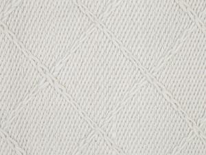 Tappeto tappetino Lana Bianco Sporco con Cotone 160 x 230 cm Rettangolare Intrecciato a Mano Motivo Geometrico Boho Beliani