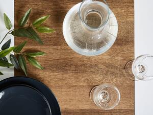 Tavolo da Pranzo Bianco con Legno Scuro 160 x 90 cm Allungabile Cucina Allungabile 8 Persone Beliani