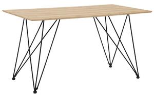 Tavolo da pranzo in legno chiaro con piano in MDF Nero gambe in metallo 140 x 80 cm soggiorno industriale Beliani