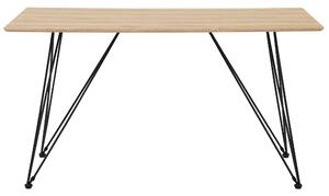 Tavolo da pranzo in legno chiaro con piano in MDF Nero gambe in metallo 140 x 80 cm soggiorno industriale Beliani