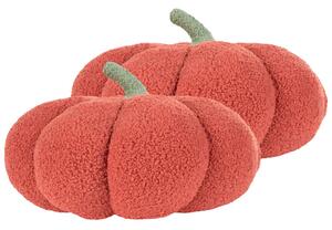 Set 2 cuscini di peluche a forma di zucca in tessuto bouclè arancione ⌀ 35 cm decorazione accessorio di halloween Beliani