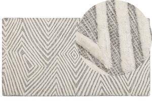 Tappeto bianco e grigio lana 80 x 150 cm tessuto a mano motivo geometrico stile scandinavo soggiorno camera da letto Beliani
