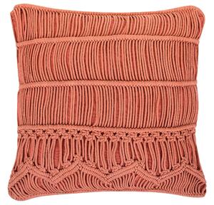 Set di 2 cuscini decorativi in cotone arancione macramè 45 x 45 cm corda Boho Retro Decor accessori Beliani