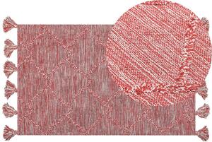 Tappeto rosso 80 x 150 cm cotone motivo geometrico soggiorno camera da letto Beliani