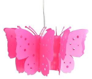 Näve Lampada sospensione Kizi in rosa con farfalle