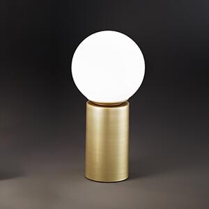 Lampada Da Tavolo In Metallo Oro Diffusore A Sfera Di Vetro Birillo 6764OR